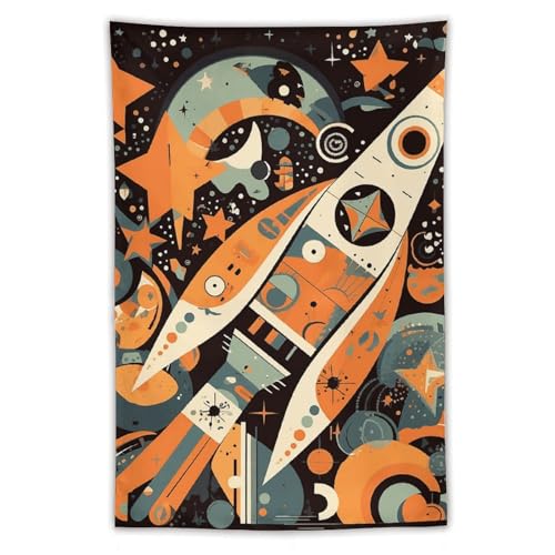 Tapiz de cohete espacial en la luna POLESVBM decorativo para colgar en pared