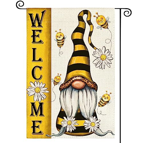 Avoin Colorlife Summer Welcome Bee Gnome Garden Flag Double Sided 12X18 Inch, Holiday Party Yard Outdoor Decoration #TOP12