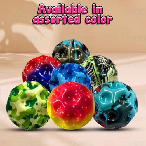 Image of Wembley Moon Ball High Bouncing Ball with for Kids Adults Pets Easy Grip Sports Space Ball with Craters Indoor Outdoor Toy Helps in Hand Eye Coordination Stress Relief - Pack of 2, Random Color