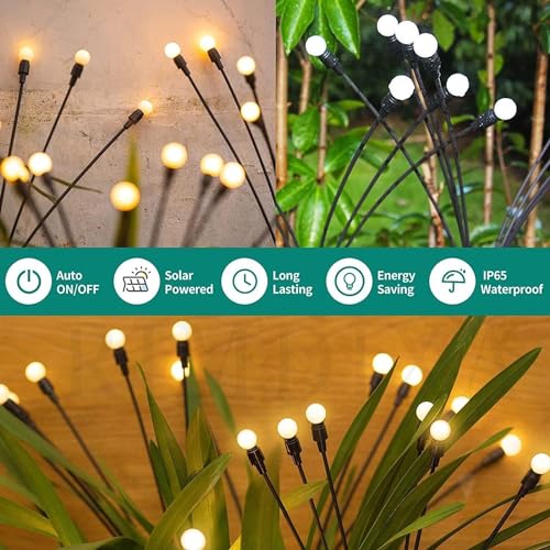 Image of Plastic Firefly Outdoor Solar Decoration Waterproof LED Light For Garden Balcony (Pack Of 1), 4.8 X 4.8 X36.3 cm,Gold