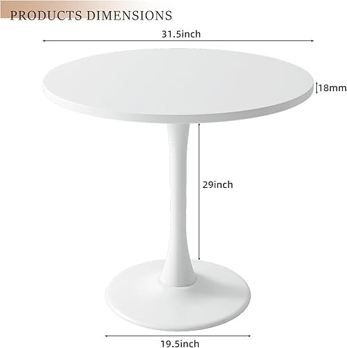Miniatura 3 de Mesa redonda blanca de 31.5 pulgadas, mesa de comedor moderna de tulipán, mesa de centro de mediados de siglo para sala de estar Blanco,Negro