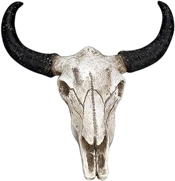 Bull Head Skull Wall Hanging Art Cow Skull Wall Plaque 3D Realistic Cow Skull Statue Skeleton Animal Head Wall Home Cow Skull Design Sculpture