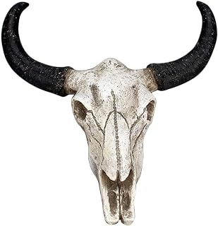 Bull Head Skull Wall Hanging Art Cow Skull Wall Plaque 3D Realistic Cow Skull Statue Skeleton Animal Head Wall Home Cow Skull Design Sculpture