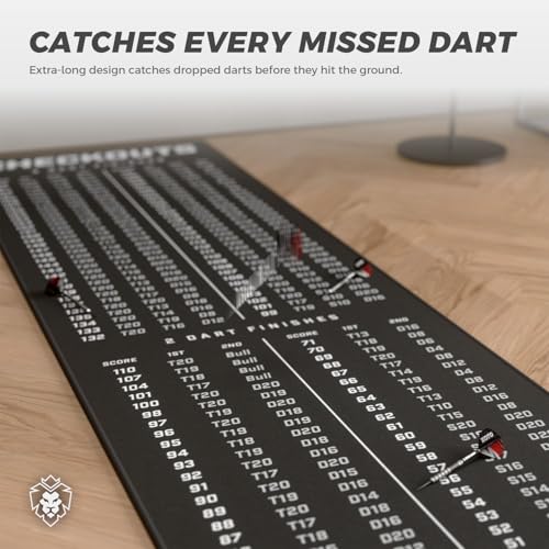 KOTO - Dartteppich Mit Abwurflinie Checkout Schwarz, 237x60cm Dartmatte, Mit Score-Indikation