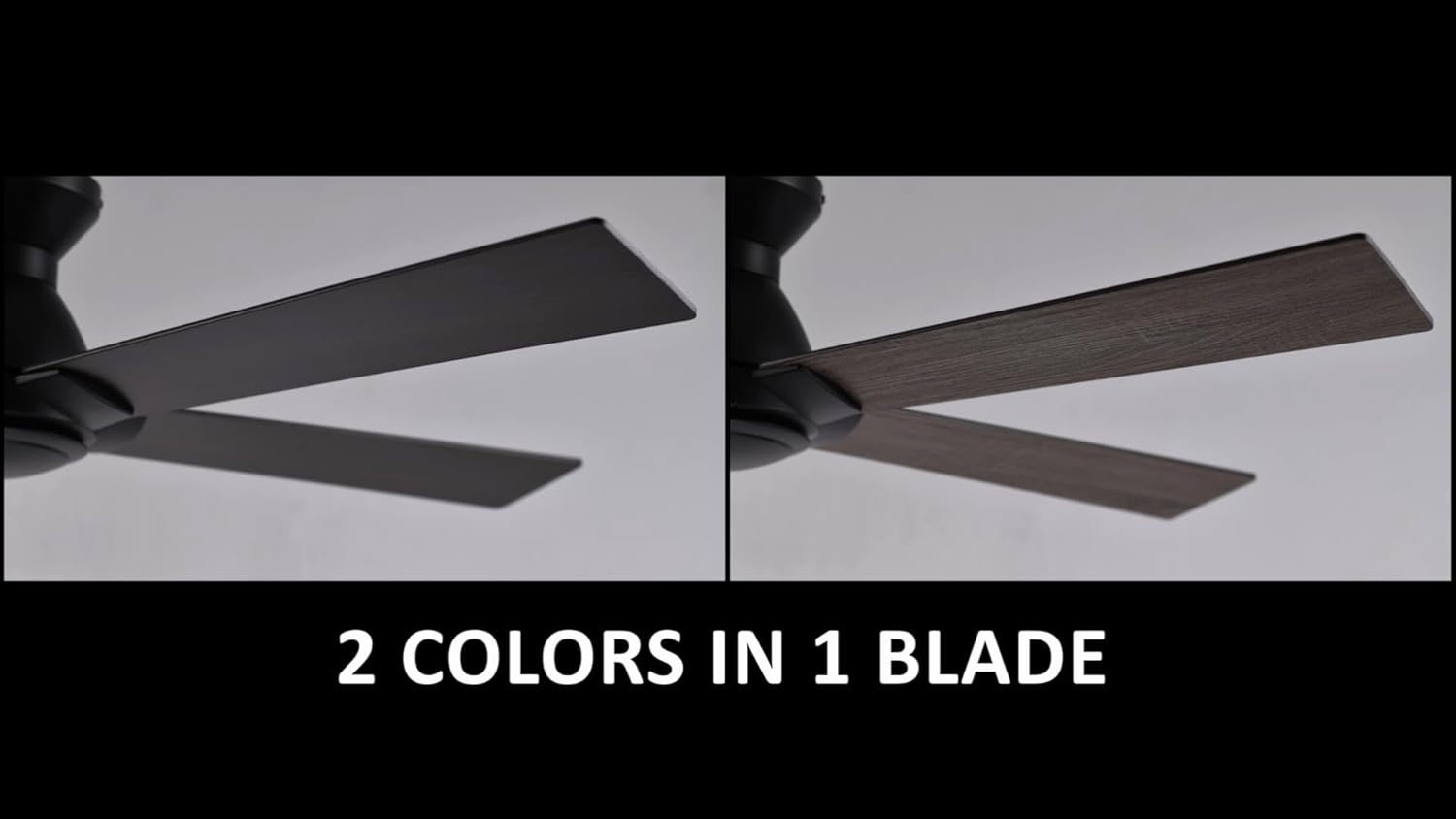 Carro 52 Inch Flush Mount Ceiling Fan without Lights, Black Ceiling Fan with Remote Low Profile, 10-Speed Reversible DC Motor, 5 Dual Finish Blades, Indoor for Bedroom