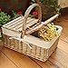 DUTUI Picknickkorb Mit Doppelter Abdeckung, Gewebter Einkaufskorb Aus Weidenrattan, Obstkorb Mit Großer Kapazität, Kommissionierkorb Im Freien, Idyllischer Einkaufskorb