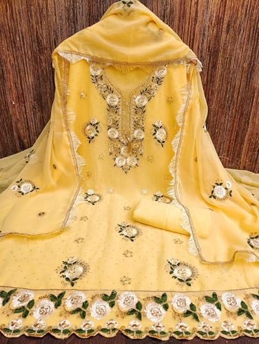 Image of Women's Georgette Embroidery Work Unstitched Dress Material