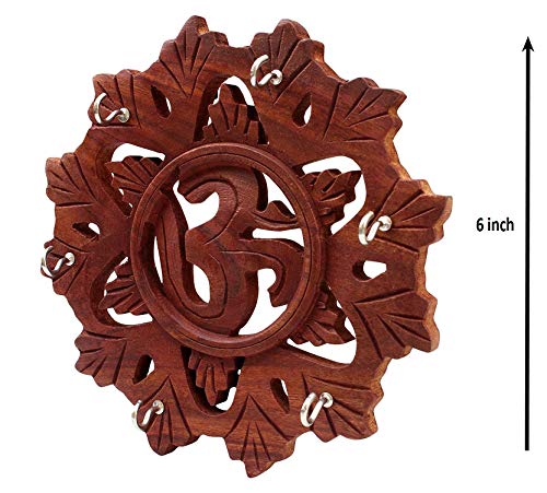 Image of RGrandsons Wooden OM Round 6 Inch Key Hanger Holder for Wall Decor