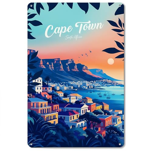 CXHDSY Cape Town Metal Wall Decor Sign 8x12 Inch