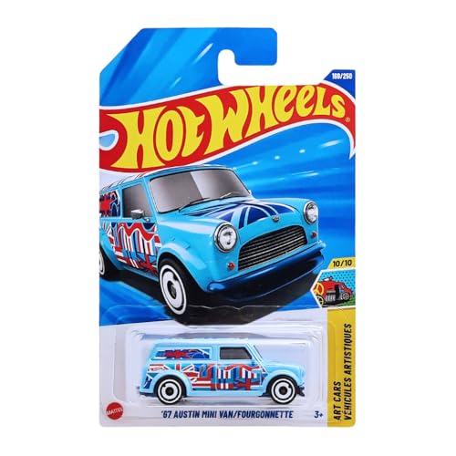 Image of Hot Wheels 1:64 67 Austin Mini Van Art Cars Ages 3 and Up 169 /250 (Blue)