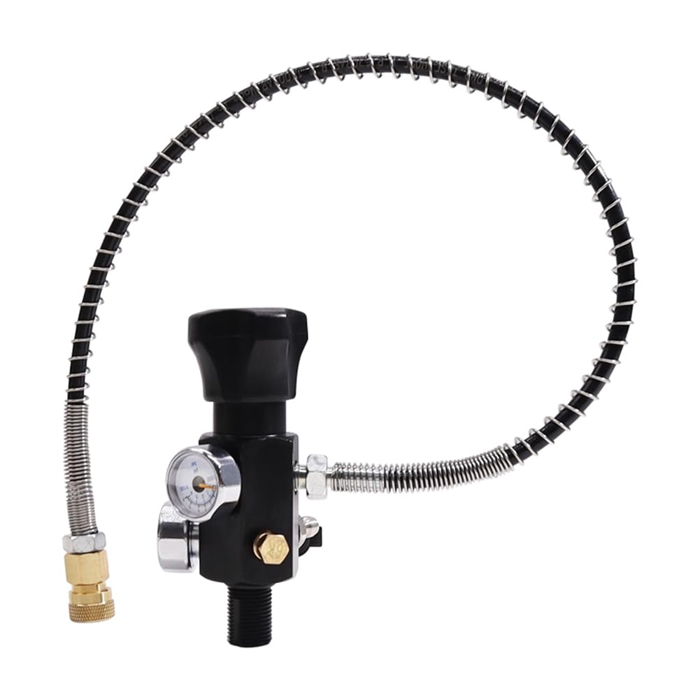 Válvula de carga de tanque de aire PCP, estación de llenado de doble calibre 5/8-18UNF 4500 Psi con manguera de alta presión de 20 mm, fácil instalación