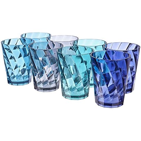 Optix 14-Ounce Plastic Tumblers | Set of 8 in 4 Coastal Colors Cover