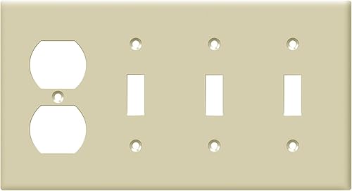 ENERLITES Placa de pared combinada de triple palancasalida de receptáculo dúplex individual, tamaño estándar, cubierta de interruptor de luz de 4