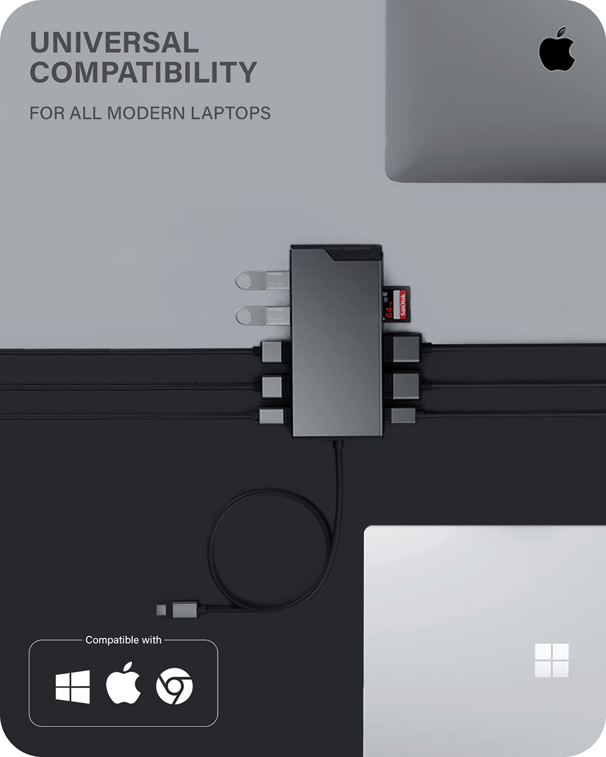 Mini estación de Acoplamiento ALOGIC USB-C 12 en 1,Pantalla Dual, 2xHDMI,1xVGA,100W PD, 2xUSB-C,2xUSB-A 2.0,2xUSB-A 3.0,RJ45,1xpuerto SD/TF, MacBook/Surface y Otros Dispositivos USB-C compatibles