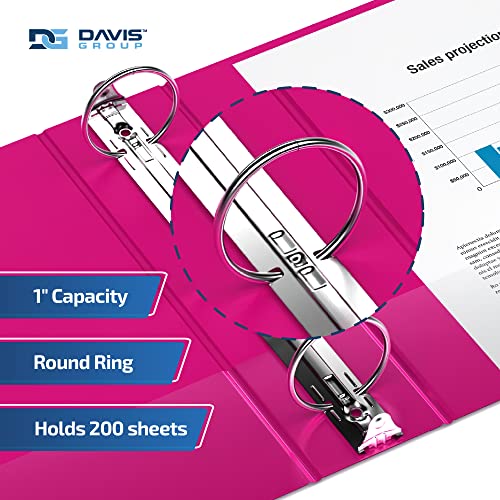 Image of Easyview 3-Ring Binder, Clear-View Cover, 1 inch Round Rings, Pink, 6 Pack