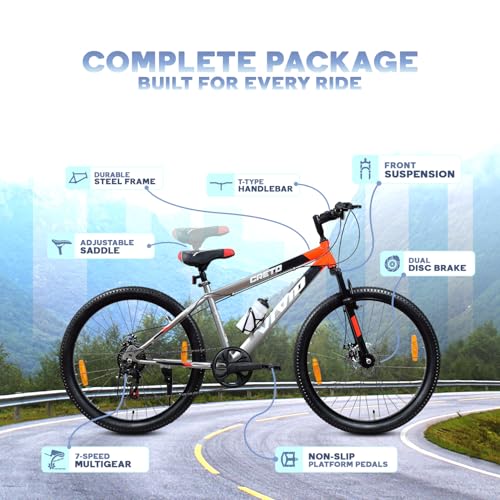 Image of Leader Vivid Creto 24T Multispeed 7 Speed Cycle for Men with Front Suspension & Dual Disc Brakes |Gear Bicycle for Boys & Girls | Ideal for 9-13 Years (Frame: 16 Inches) Mountain Bike