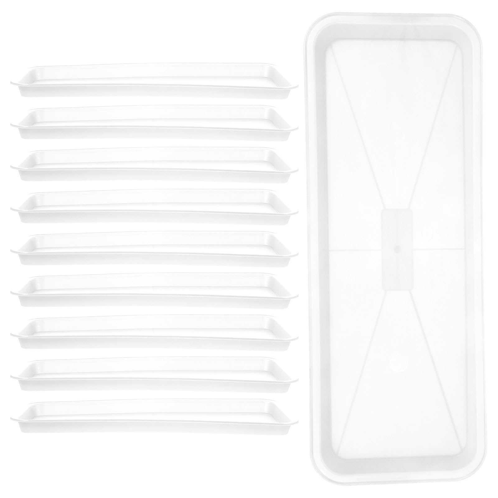 Sewroro 10 Packs Rectangular Plant Drip Trays, White Plastic Plant Saucer Water Catcher for Indoor Outdoor Gardening, Windowsill Planter Tray, 15. 64x5. 89x0. 79 Inches (white)