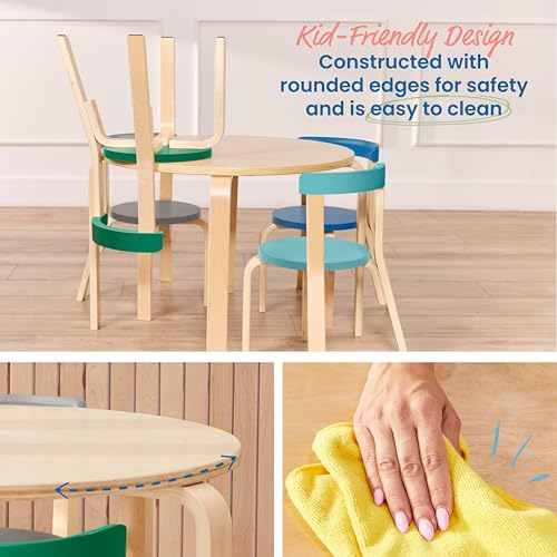 Image of ECR4Kids Bentwood Table and Curved Back Chair Set, Kids Furniture, Contemporary, 5-Piece