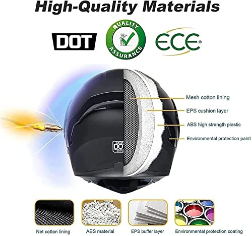 Viljoo Bluetooth Helmet Motorcycle Modular Full Face Integrated Flip Up Dual Visor Anti Fog Sun Shield Mp3 Helmet Dot/Ece Approved Crash Men And Women Motorbike Helmets (Color : F, Size : Xl=61-62Cm) #TOP1