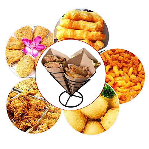 MIAO JIN Ständer für 3 Kegel, für Pommes Frites, Kegel, Frittierhalter, Metallkegel, Snack, gebratenes Huhn, Präsentationsständer, Drahtständer für Küche, Restaurant, Partyzubehör