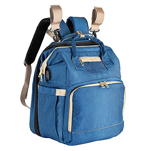 SIYWINA Mochilas para Pañales Biberones Multifuncional Impermeable Mochila Maternidad Oxford Bolso Pañal de Gran Capacidad Multifuncional Mochila de Viaje con Puerto Carga USB