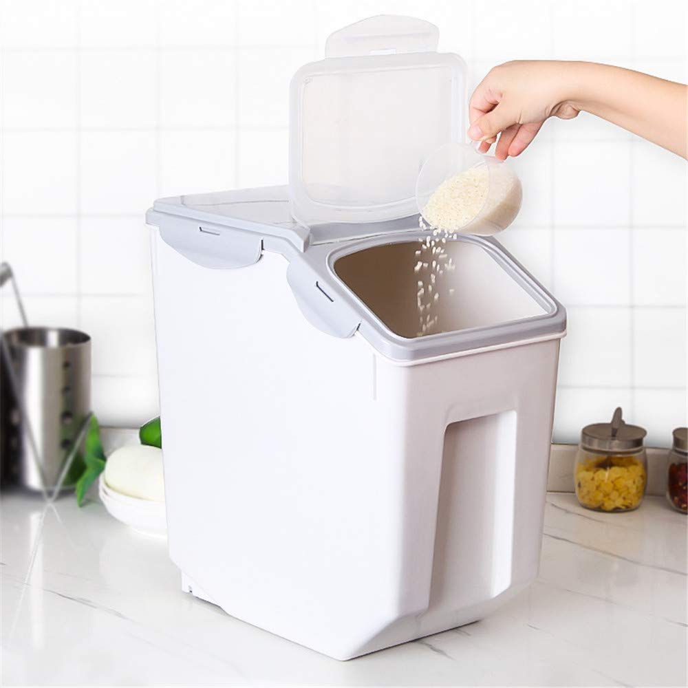 Plastikowe kuchenne pudełko na ryż z kółkami, 15 kg podwójnie szczelny pojemnik do przechowywania żywności z przezroczystą pokrywką, wielofunkcyjne przechowywanie Rice bucket do kuchni