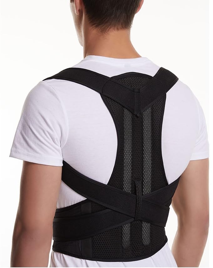 Adult correction strap for men and women with anti hunchback, chest up, open shoulder correction strap corrector, head down correction strap (XL, Black) XL Black