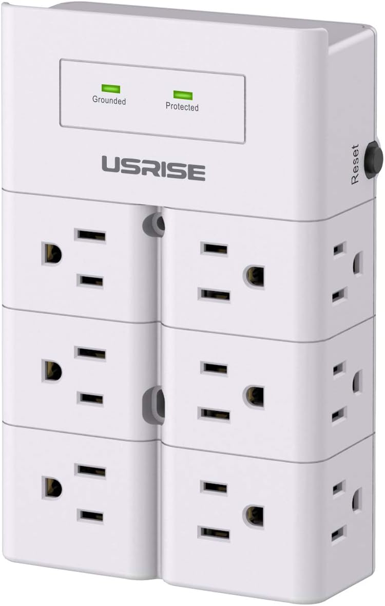 Multi Plug Outlet, Outlet Extender Adapter, Outlet expanders, USRISE Surge Protector Wall Mount with 12-Outlet Splitter for Home, Office, Dorm Essentials, Hotel, White, ETL Listed