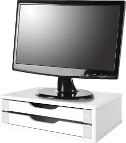 Souza & Cia, Suporte de Monitor 2 Gavetas, Mdf Branco (Ref: 3340)