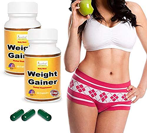 Ayurleaf Weight Gainer - Ladies Weight Gain Formula. Gain Weight Pills for Women -1, 2, 3 or 4 Packs. Helps Skinny Women gain Voluptuous Curves. Legs, Butt Bust Butt Enhancer. (Two (2) Bottles)