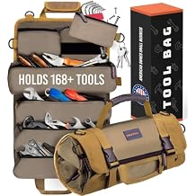 TOUGHEST Roll Up Tool Bag Organizer - 7 Pouches 3 Detachable Compact Portable Tool Storage Box - 1680D Waterproof Small Tool Bag for Car - Gifts for Dad Mechanic Electrician