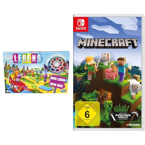 Hasbro Das Spiel des Lebens, Brettspiel für die ganze Familie für 2 – 4 Spieler, für Kinder ab 8 Jahren, enthält Bunte Stifte & Nintendo Minecraft - [Nintendo Switch]