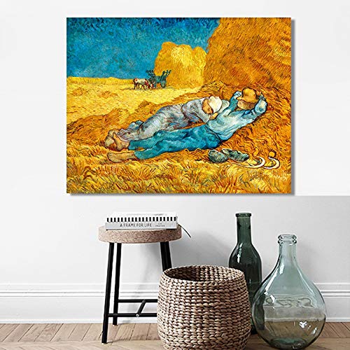 Peinture Van Gogh L'heure de la pause déjeuner pour transformer un mur vide de séjour