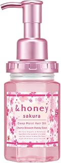 & Honey Deep Moist Sakura Hair Oil 100mL/ 3.38 Oz Moisturizing for Dry Hair Unique Blend of Natural Argan Oil for Smooth, Hydrated Hair Repair Damaged Hair For Color-treated Hair Made in Japan