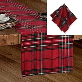 Xmas Royal Stewart Tartan Table Runner and 6 Napkins Set Festive Christmas Dinner Christmas Decor