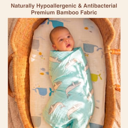 Image of DOTMOM Pure Organic Bamboo Swaddle Wrap Softer Than Cotton Muslin Swaddlers for Newborn Baby Receiving Blanket & Wrappers | Baby Towel Gift Pack for Newborn Babies 120X120 CM, 0-18 Months, Pack of 3