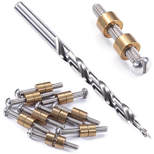 Loveless Fasteners (10 Pack) with Step Drill for DIY Handles &amp; Knife Handle Repair - USA Size (0.312 x 8-32US x 1.15 Inch) - (Stainless Steel/Brass)