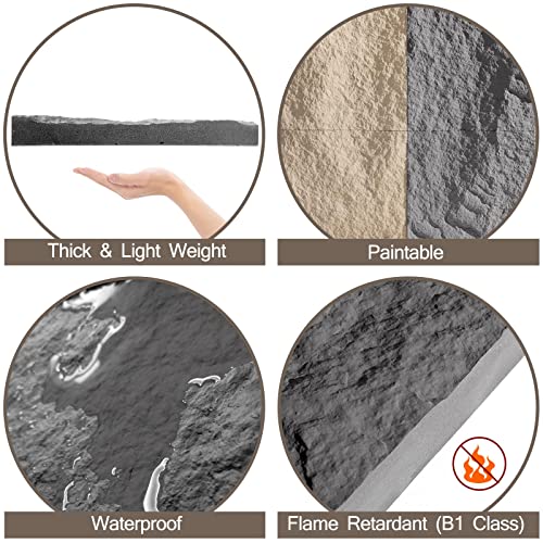 Troystudio Faux Stone Brick Siding Panels - 11.7 X 11.7 X 1.8 Inches 4 Pcs Stone Brick Veneers Wall Panel, Paintable Mobile Home Skirting Panels, Thickened Brick Tiles For Outside & Exterior (Gray B) #TOP5