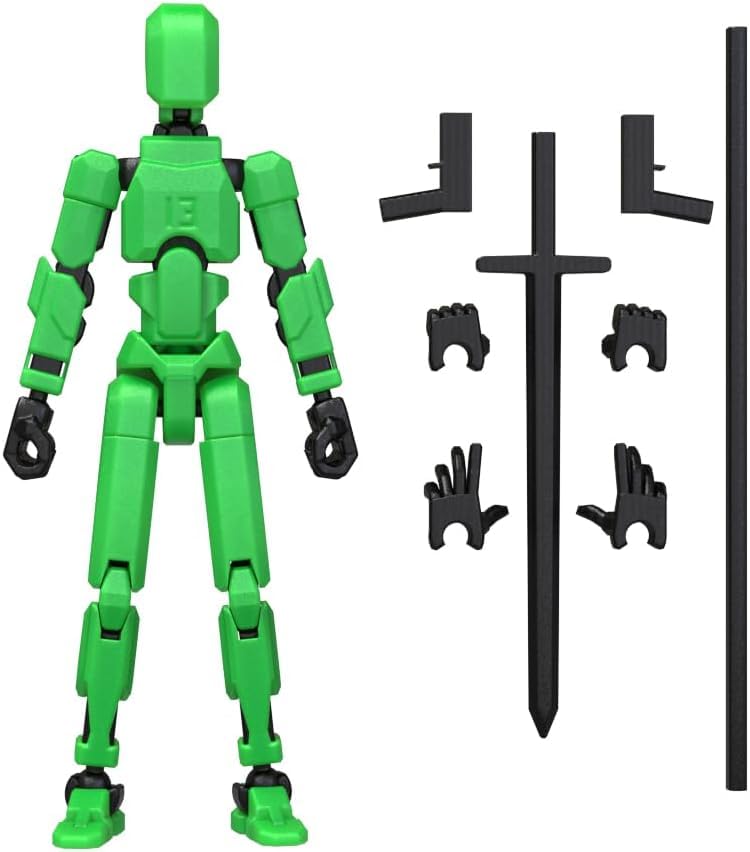 Image of DOOZLE T13 Action Figures, Assembly Completed 3D Printed Dummy Nova Titan Lucky 13 Figures, Multi-Jointed Movable Robot Toys for Display, Drawing & Desk Decor (1, Green)