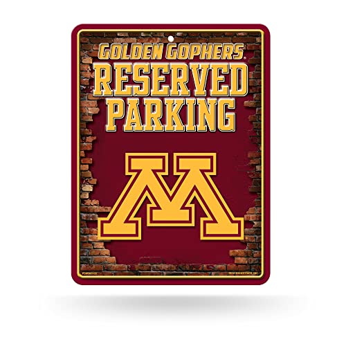 Rico Industries NCAA Minnesota Golden Gophers 8.5" x 11" Carbon Fiber Metal Parking Sign - Great for Man Cave, Bed Room, Office, Home Décor