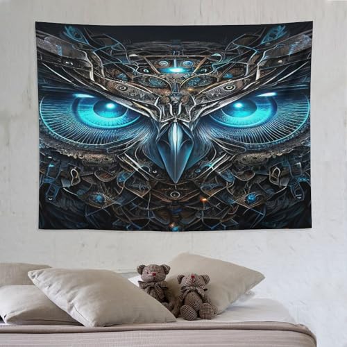 Tapisserie artistique hibou grand format 150x200cm tissu mural de qualite superieure