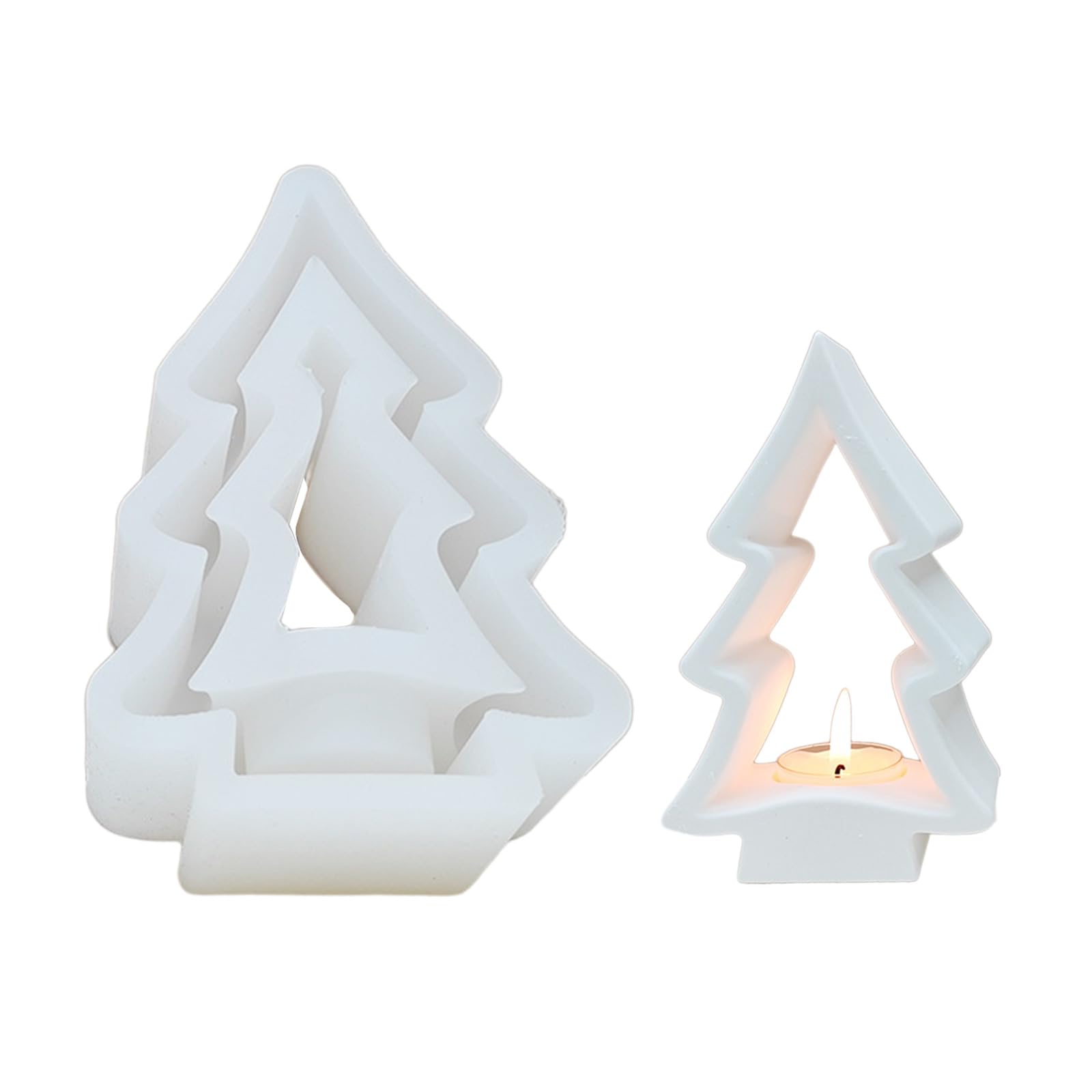 Moldes de silicona para árbol de Navidad, portavelas, moldes de yeso, molde para decoraciones navideñas, portavelas, molde de silicona, árbol de Navidad, portavelas, suministros para manualidades