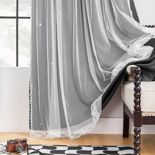 Image of XiDi Curtains for Bedroom Decor, Rainbow Black 52 /90 /1