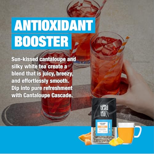Image of Tiesta Tea - Cantaloupe Cascade Tea, Loose Leaf, Fresh Melon White Tea, Premium Low Caffeine Tea Blend, Make Hot or Iced & Up to 200 Cups, 16 oz Resealable Bulk Pouch
