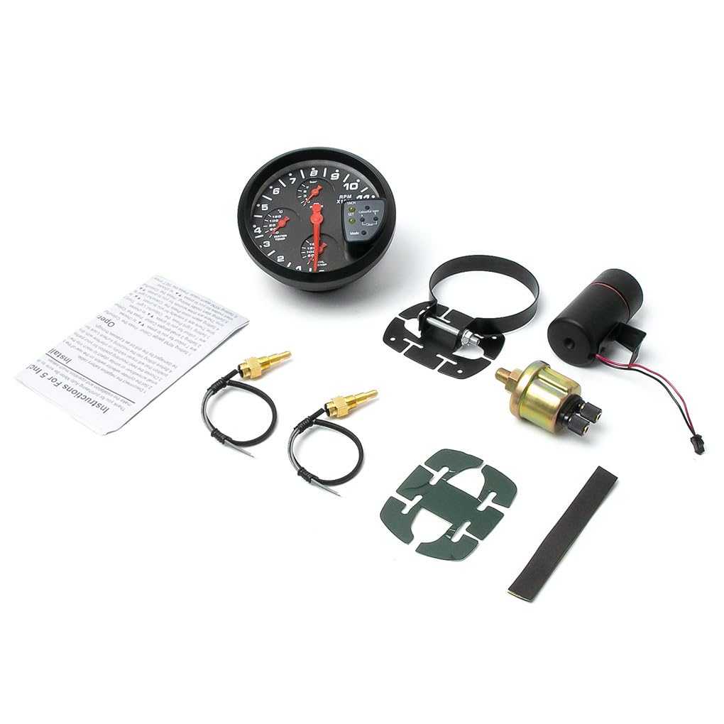 5 indicatori 4 in 1 Tachimetro Eccezionale Facile da leggere Precisione Caratteristiche Per Meccanici e Appassionati di Auto Accurato