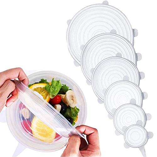 Silicone stretch coperchi (confezione da 6) – dimensioni varie food Saver Covers | riutilizzabile e durevole e espandibile | Superior per mantenere fresco il cibo White