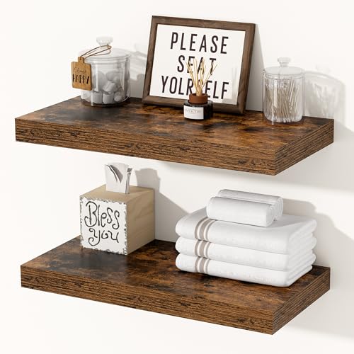 Extra Tiefes 29,5 cm Wandregal Holz, 40cm Wandboard Vintage Braun 2er Set,...