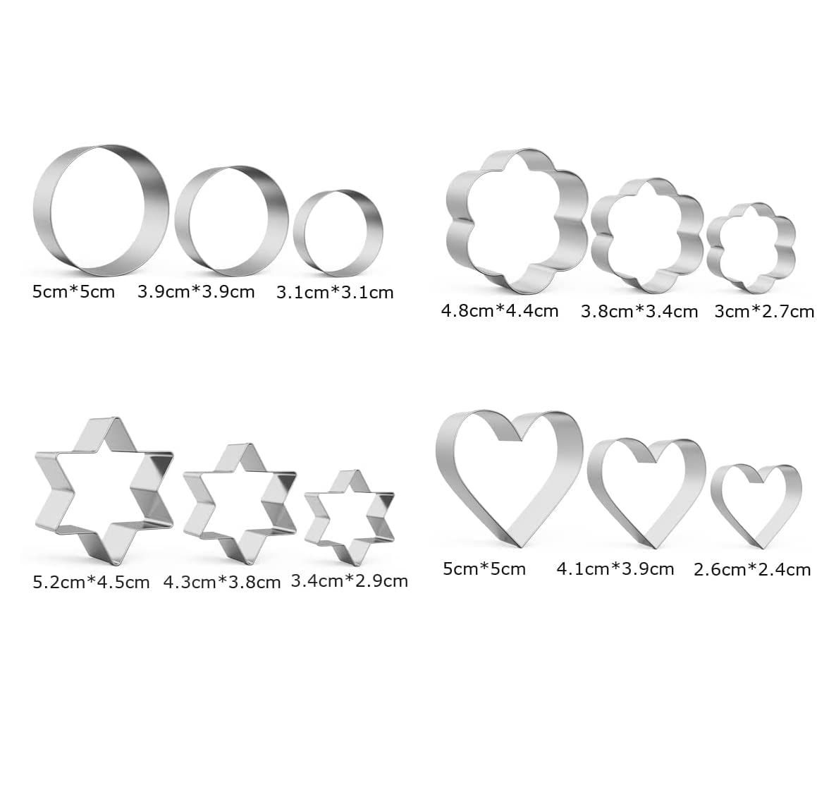 Metal Cookie Cutter Set - 12 Stainless Steel Shapes Including Round, Heart, Star, and Flower for Baking Biscuits and Mini Molds - Image 2