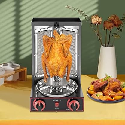 3000W 2 Brenner Gas Edelstahl Gas Döner Kebab Maschine, Dönergrill, Tischgrill Vertikale Broiler Gaskochmaschine, Spinnen Döner Kebab, Shawarma Gyro Grill, mit 360° Drehbar, Tischgrill, BBQ – Bild 8