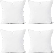 Encasa XO Wurfkissenbezüge (ohne Einlage) 40x40 cm – 4 er-Set Weiss Sublimationsrohling mit unsichtbarem Reißverschluss, Polyester-Twill für DIY, Druck & Malen